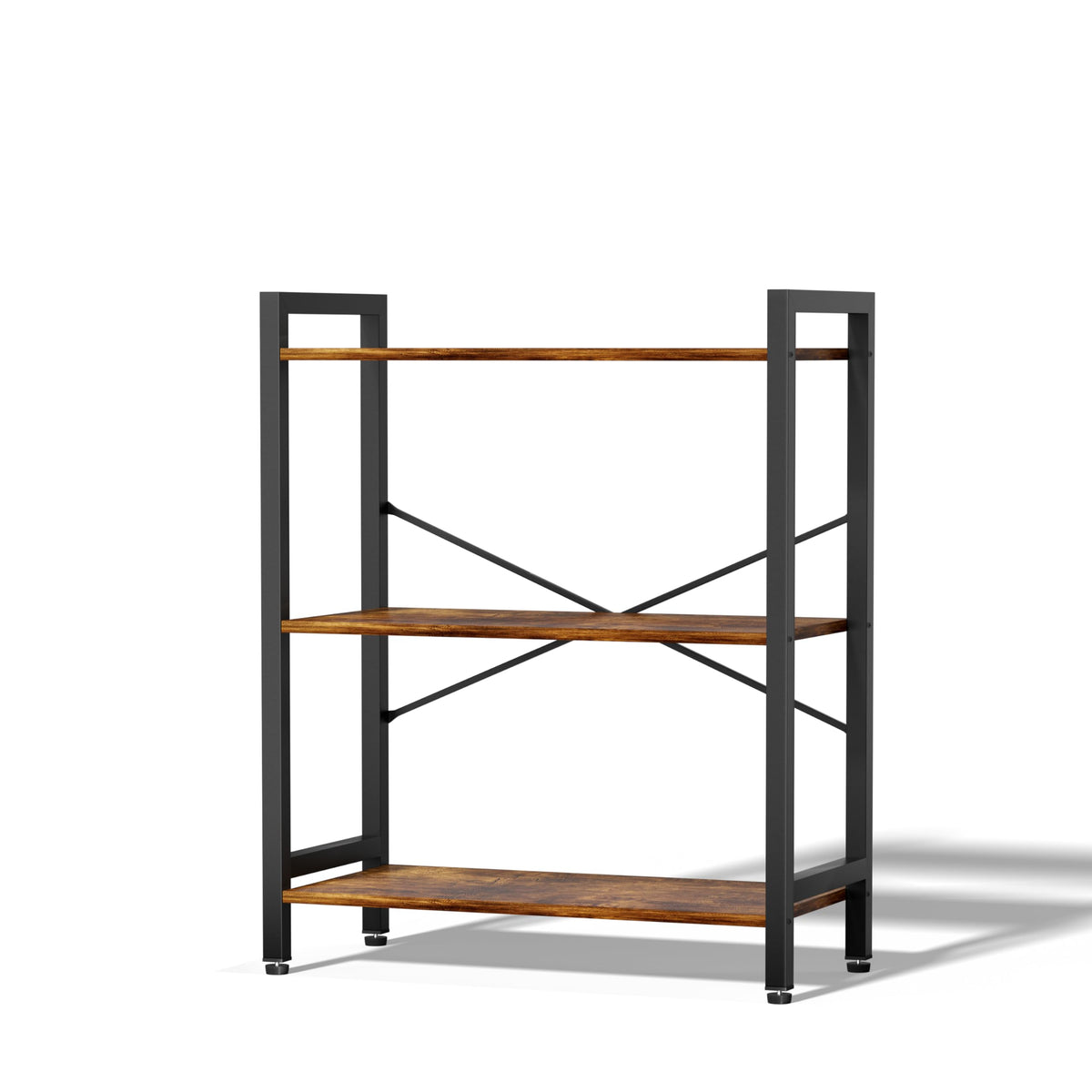 NewBeth 3 Tier Bookshelf,Storage Shelf with Steel Frame,Free Standing Open Book Shelves Storage Display Shelf