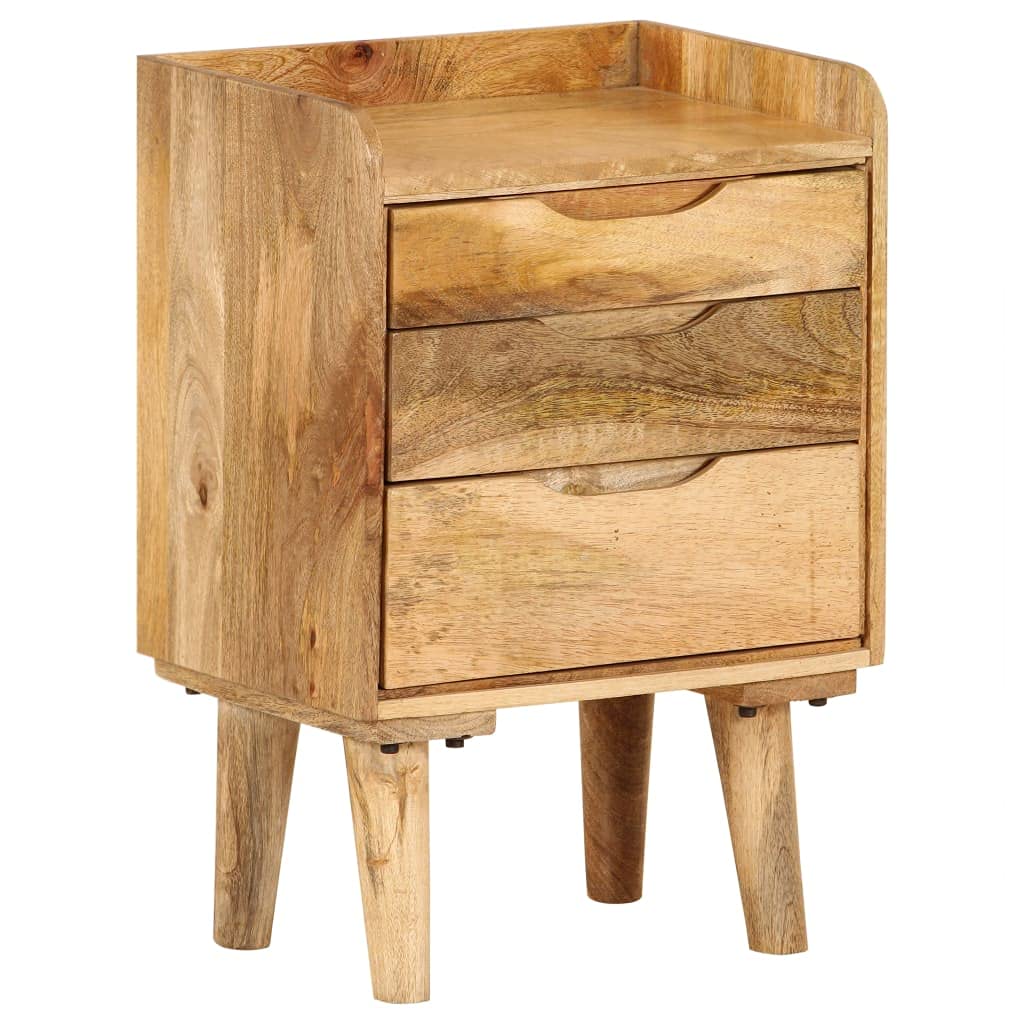 vidaXL Handmade Retro Style Solid Mango Wood Bedside Cabinet with Three Drawers - 15.7"x11.8"x23.4"