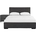 Hindes Upholstered Platform Bed, Gray, Twin with 1 Nightstand/ Gray