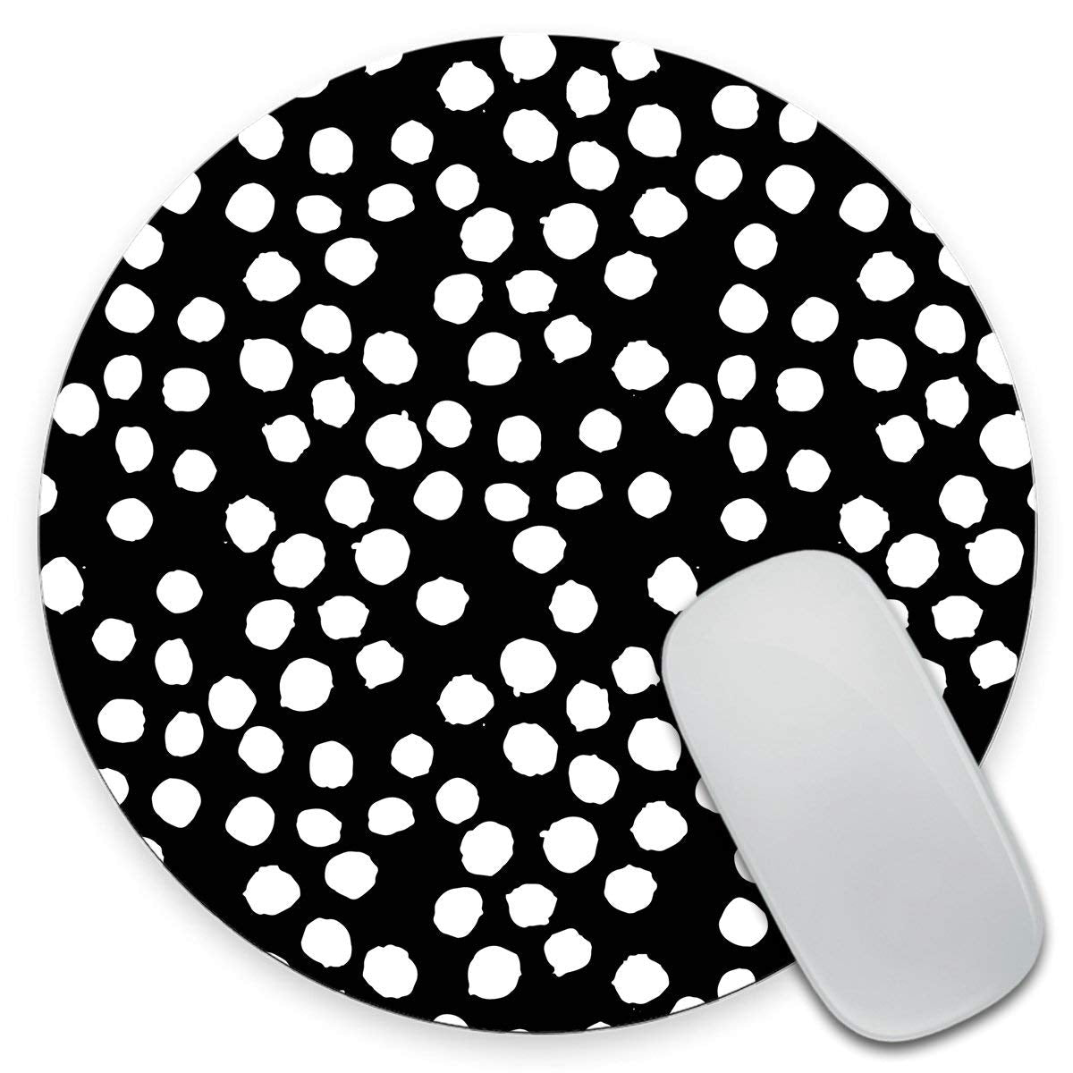 Amcove Black And White Polka Dot Mouse Pad, Polka Dot Print, Dot Pattern, Present For Her, Cute Mouse Pad, Cute Desk Accessories