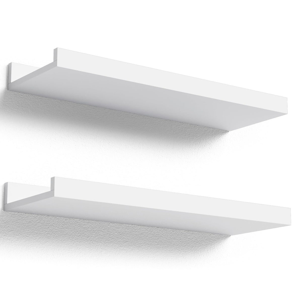 Boswillon Floating Shelves Wall Mounted Set Of 2, Modern White Shelves For Bedroom, Nursery Shelves With Lip, Display Picture Ledge Shelf For Wall Decor Living Room Bathroom Kitchen - White