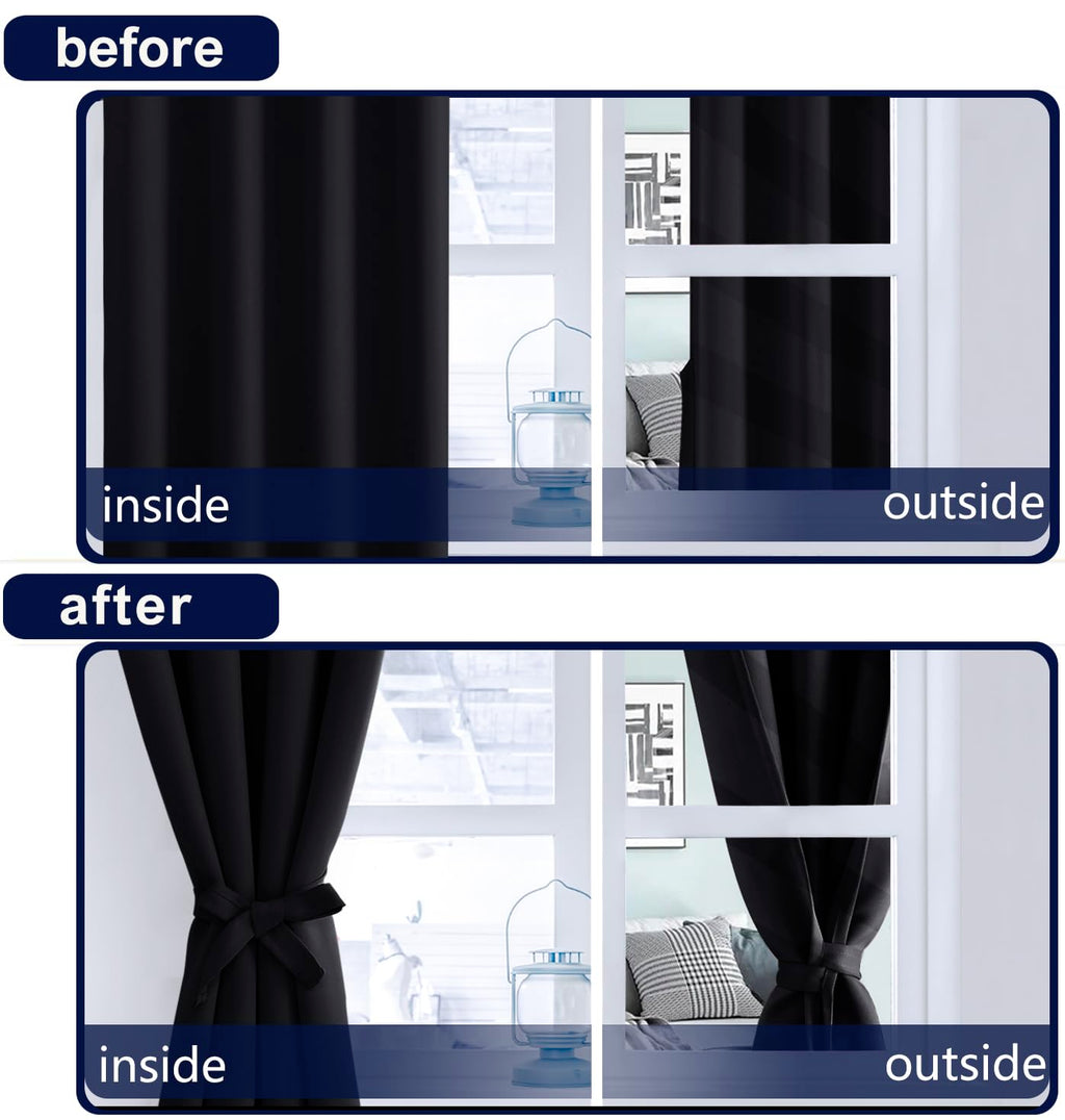 Hiasan Short Black Out Curtains 36 Inch Long, Bathroom Small Window Curtains Rod Pocket & Back Tab Thermal Insulated Halloween D