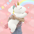 AreluX 24in Cute White Giant Stuffed Unicorn Plush: Soft Animal Hugging Pillow, Big Body Plushie, Large Unicorn Room Decor