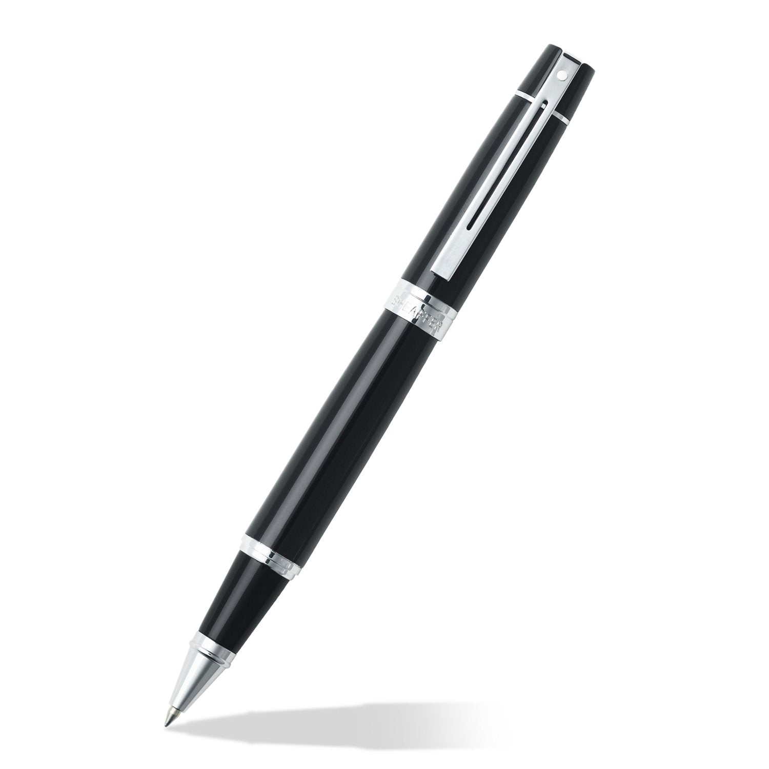 Sheaffer 300 Glossy Black Rollerball Pen With Chrome-Plated Trim