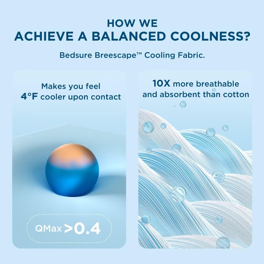 Bedsure Breescape Cooling Comforter King Size, Double-Sided Cool Tech Comforter, Soft Cooling Comforter For Hot Sleepers,Q-Max>0