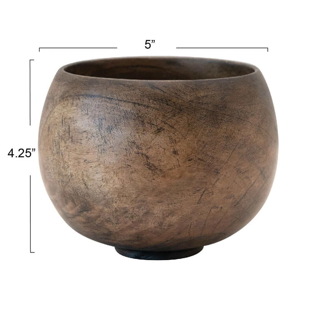 Creative Co-Op Mango Wood Bowl, Walnut Finish