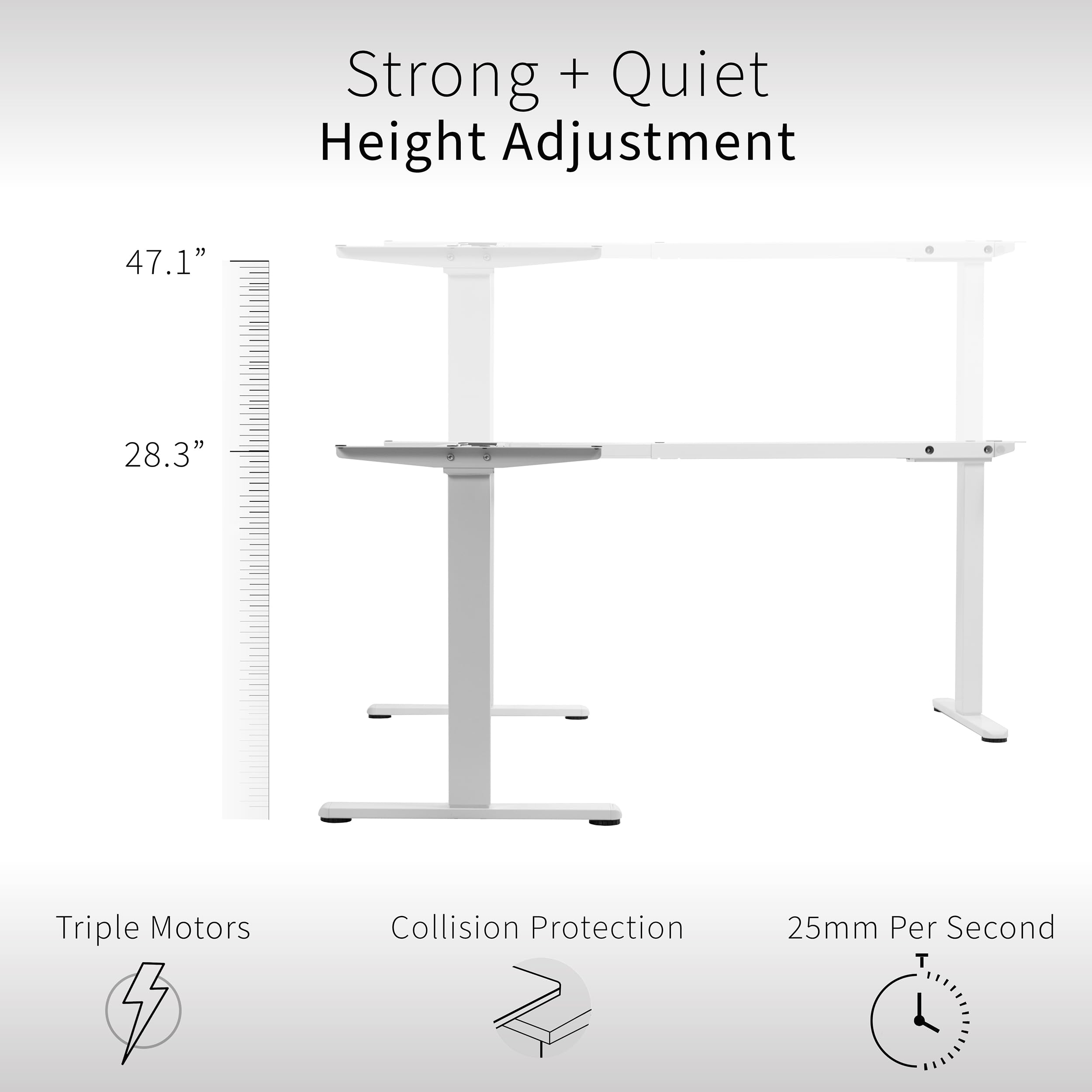 Vivo Electric Multi-Motor Height Adjustable Corner 3 Leg Standing Desk Frame, Frame Only, Sit Stand Ergonomic L Frame With Push Button Controller, White, Desk-V123Ew