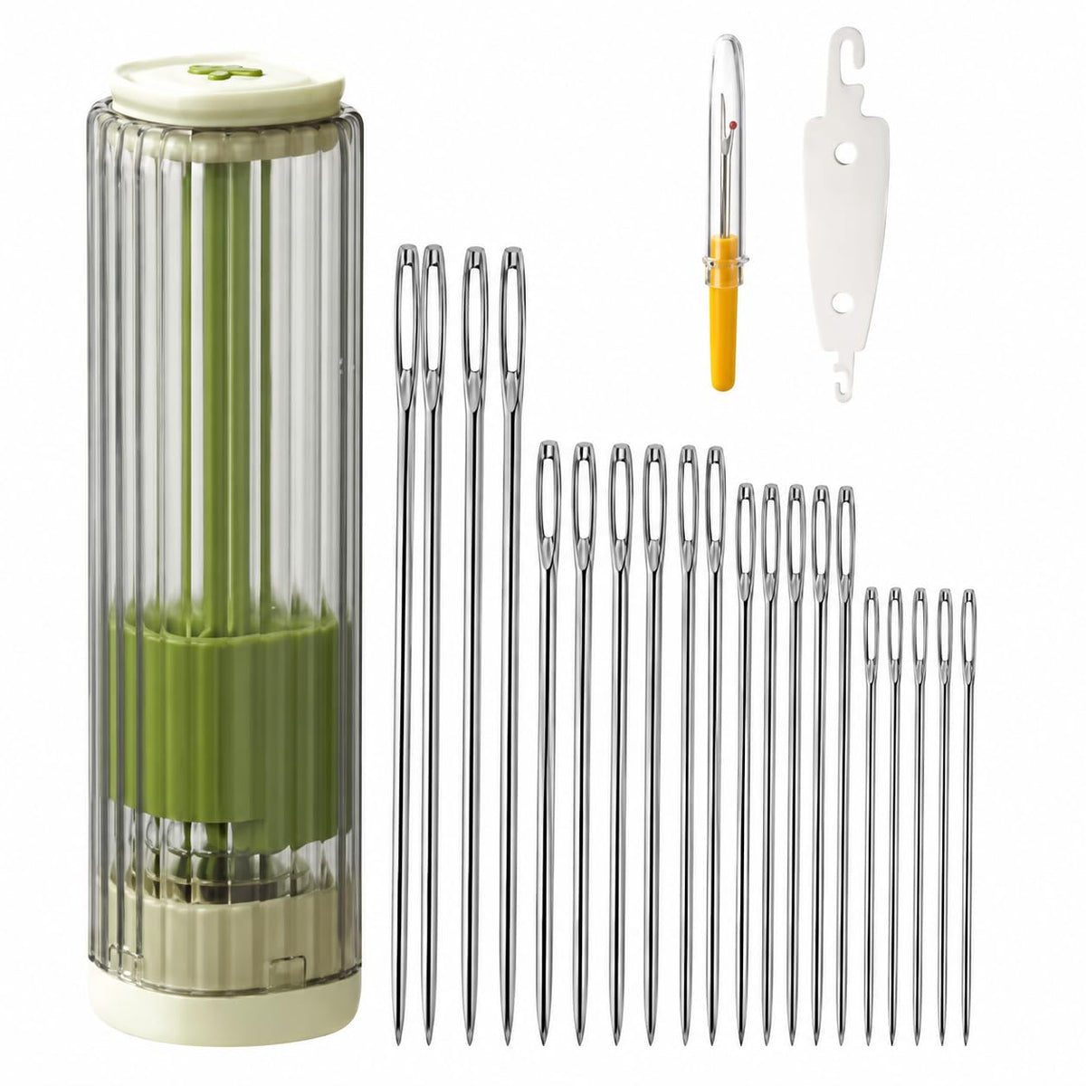 Magnetic Sewing Needle Organizer Kit With Assorted Selfthreading Needles, Popup Storage Case, Needle Threader And Seam Ripper