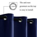 Jiuzhen Navy Blue Blackout Curtains With Tiebacks Thermal Insulated, Light Blocking And Noise Reducing Grommet Curtains For Bedroom And Living Room, Set Of 2 Window Curtain Panels, 52 X 96 Inch Length