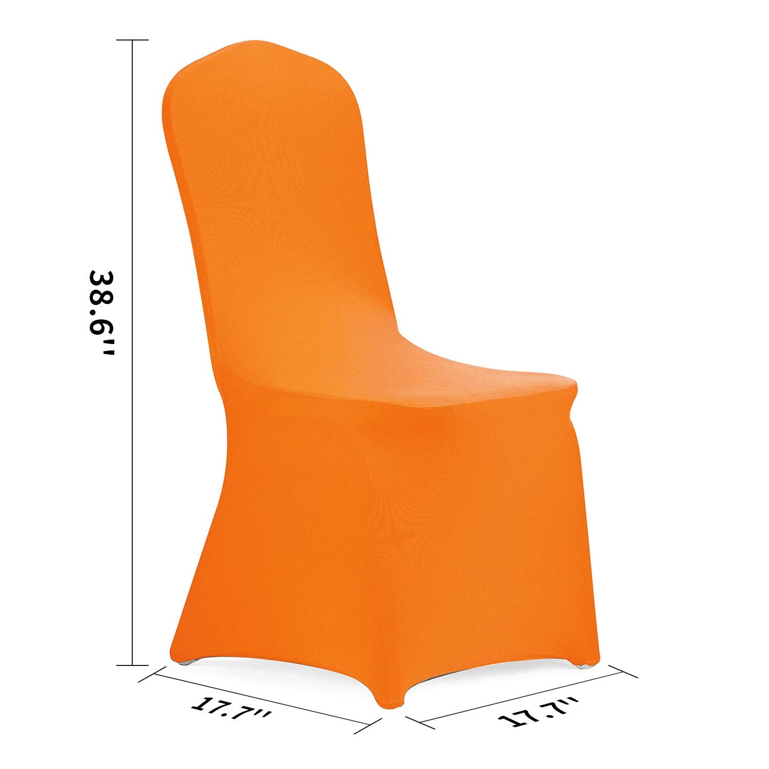 Peomeise Stretch Spandex Chair Cover For Wedding Party Dining Banquet Event (Orange, 6)