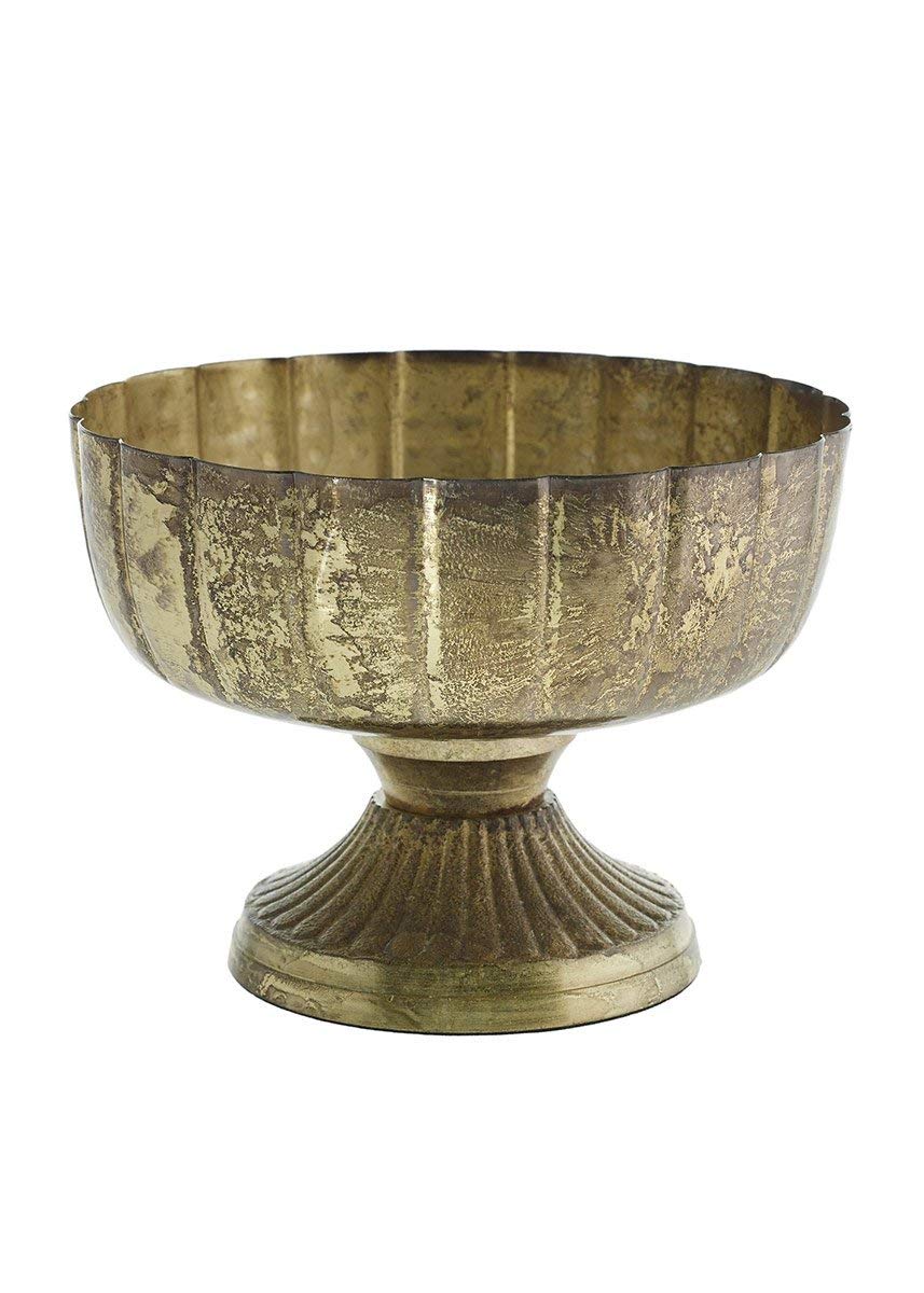 Afloral Distressed Gold Metal Compote Bowl - 8' Wide