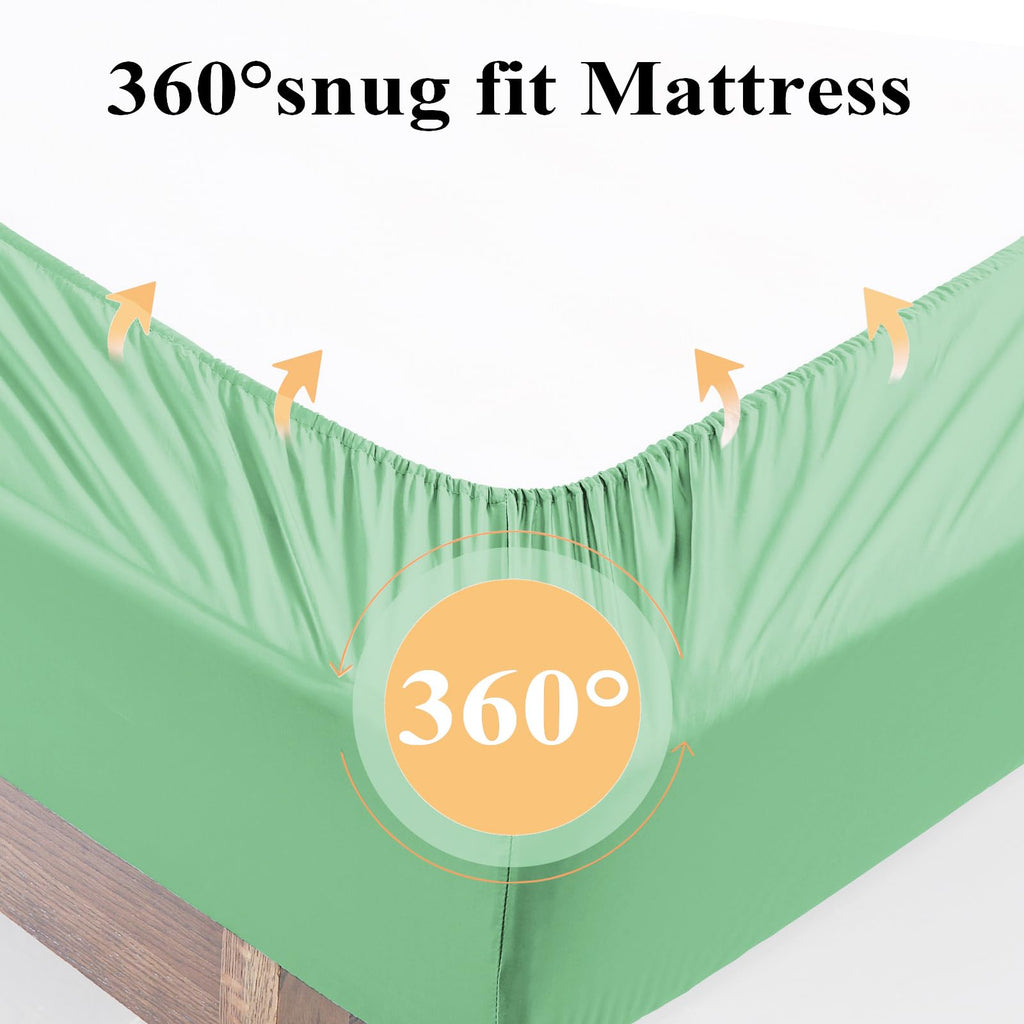 Bamboo Viscose Fitted Sheet 1 Pack Full Size Only,400 Thread Count,8-16'' Deep Pocket,Bottom Sheet Colorfast Soft & Silky & Brea