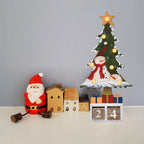 Christmas Tree Advent Countdown Calendar, Led Lighted Wooden Tabletop Christmas Countdown Calendar With Number Blocks (Red Hat S