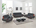 HomeRoots 115 Sleek Black Leather Sofa Set
