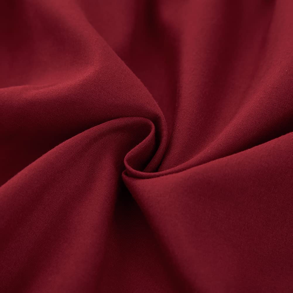 Meila Wrap Around Bed Skirt Three Fabric Sides Elastic Dust Ruffled 16 Inch Tailored Drop,Easy To Install Fade Resistant-Burgundy, Queen/King