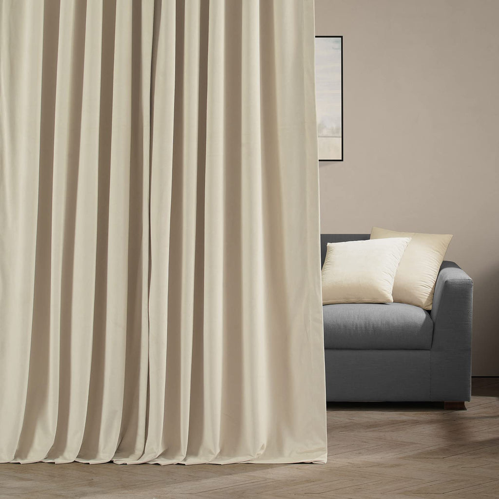 Hpd Half Price Drapes Signature Velvet Thermal Blackout Curtains For Living Room 120 Inch Long (1 Panel) Rod Pocket Insulated Blackout Curtains For Bedroom Window Curtains, 100W X 120L, Neutral Ground