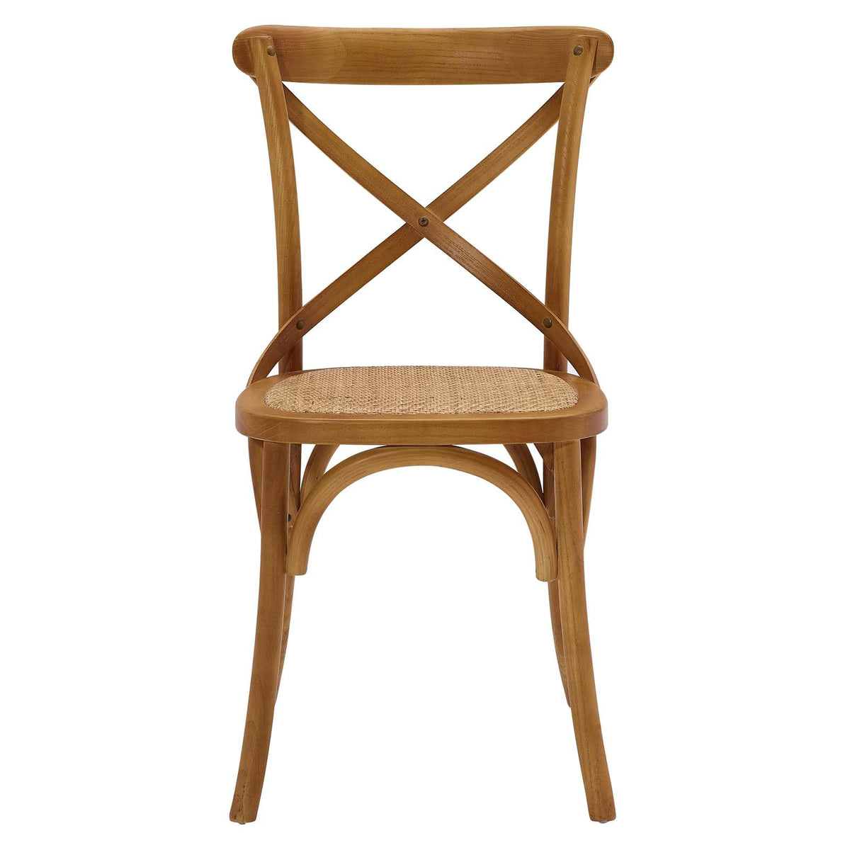 Modway Gear Rustic Modern Farmhouse Elm Wood Rattan Dining Chair In Walnut