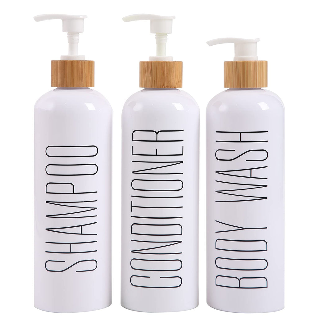 HOMCDALY Shampoo and Conditioner Dispenser, 16oz 3-Pack Refillable Shampoo and Conditioner Bottles, Empty Shampoo Bottles Refill