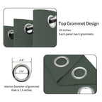 Easy-Going Blackout Curtains For Bedroom, Solid Thermal Insulated Grommet And Noise Reduction Window Drapes, Room Darkening Curtains For Living Room, 2 Panels (34X45 In, Greyish Green)