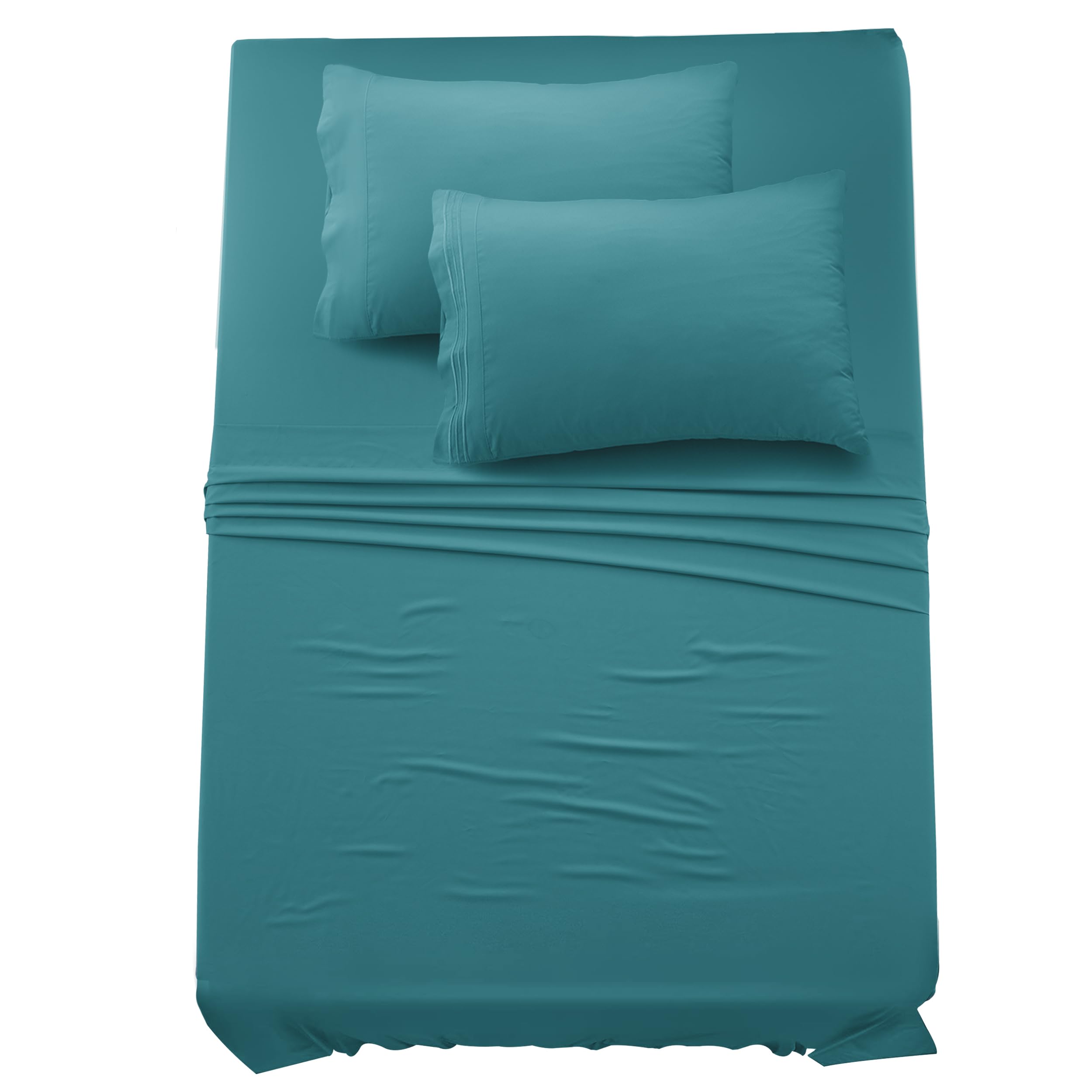 Lux Decor Twin Sheet Set - 4 Pc Brushed Microfiber Bed Sheets 16 Inches Deep Pockets - Embroidered & Plain Pillowcases - Hotel L