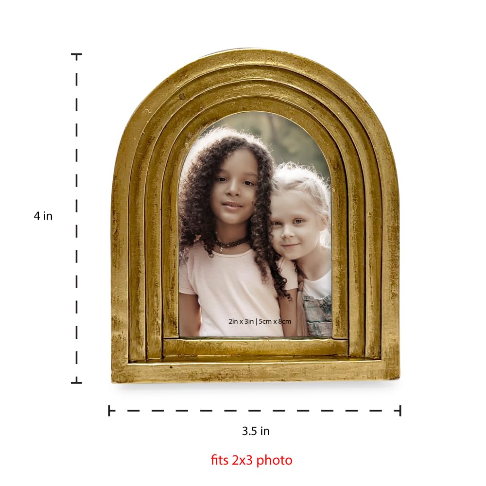 Isaac Jacobs 2X3 Vertical Gold Arc Resin Picture Frame With Gradient Design, Decorative Photo Frame, Tabletop & Wall Display, Ha
