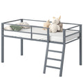 Lutown-Teen Low Metal Twin Loft Bed with Ladder and Guardrail for Kids or Teens, Space Saving Loft Bed Twin Size for Small Bedro