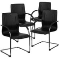 4 Pk. Black Vinyl Side Chair with Chrome Sled Base