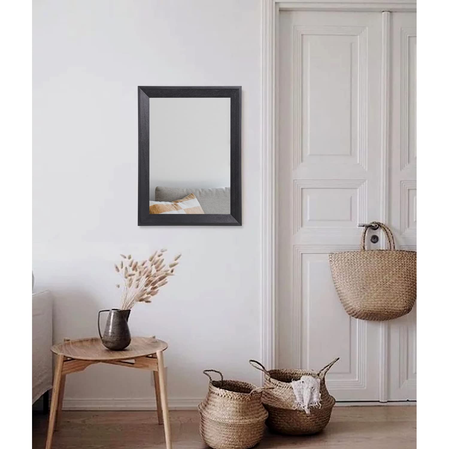 Aazzkang Wall Mirror Black Rectangle Mirrors For Wall With Wood Framed Decorative Hanging Mirror For Bedroom Bathroom Living Roo