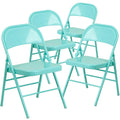 4 Pk. Tantalizing Teal Triple Braced & Double Hinged Metal Folding Chair
