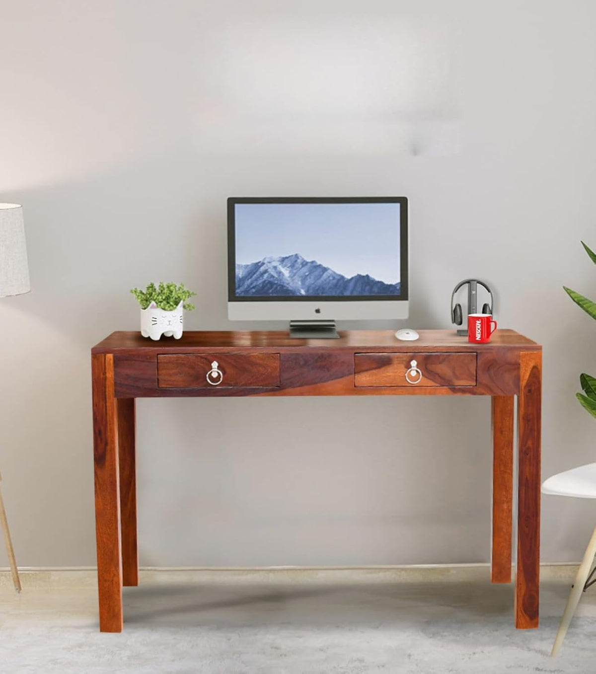 Sattvica Wooden Sheesham Study Table, Computer Desk With 2 Drawers For Home&Office Solid Wood Study Table (Free Standing, Finish