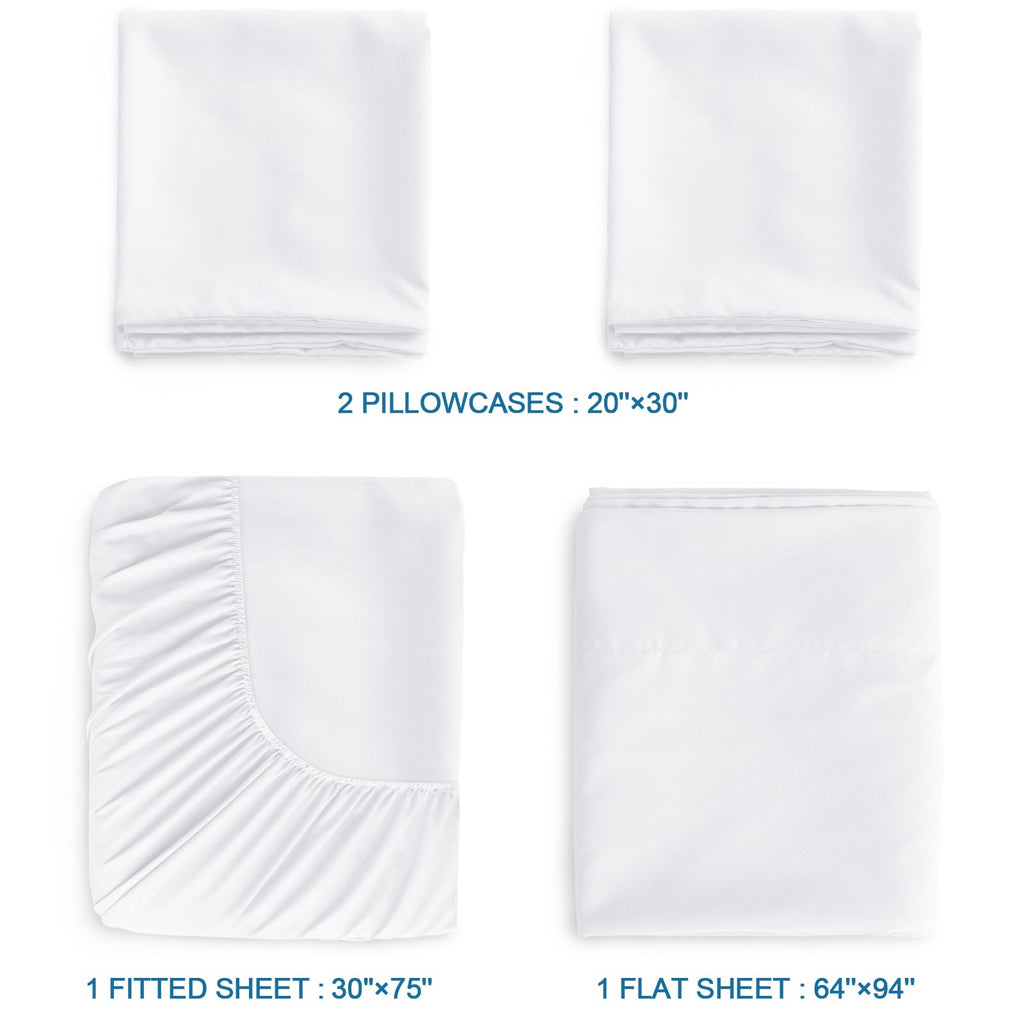 Springspirit Cot Sheets 30'' X 75'' X 9'', 4 Piece Cot Sheet Set (2 Pack), Cot Size Fitted Sheets With Narrow Twin/Camp Bunk/Rvs
