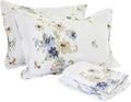 Fadfay 4-Piece Shabby White Floral Bed Sheet Set Cotton Bed Sheets, Cal. King