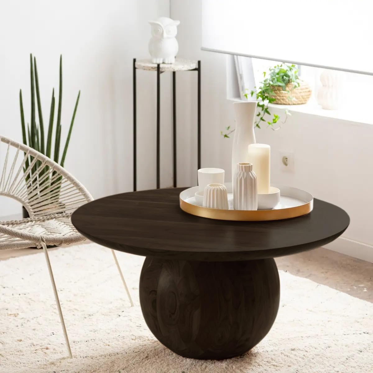 The Attic Pinto Coffee Table, Coffee Table For Living Room, Solid Wood Centre Table, Walnut Matte Finish