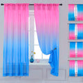 Yancorp Sheer Curtain 2 Panels Semi Bedroom Curtains 63 Inches Length Linen Pink Blue Ombre Curtains Rod Pocket Drapes Girls Liv