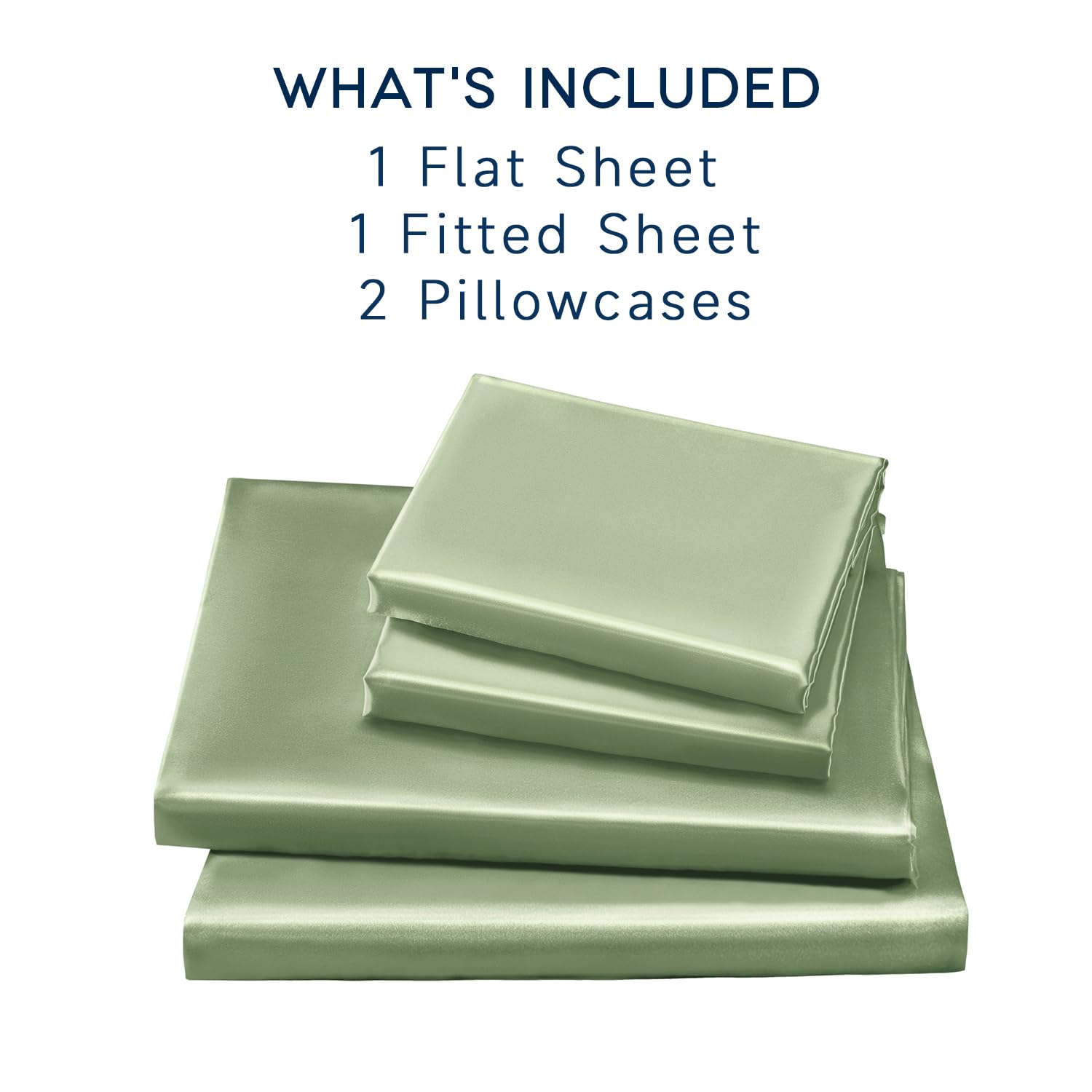 Golal Satin Sheets Full Size - 4 Pieces Luxury Silky Soft Bed Sheets, Wrinkle-Free Sage Green Satin Silk Sheet Set With 1 Deep Pocket Fitted Sheet, 1 Flat Sheet, 2 Pillow Cases