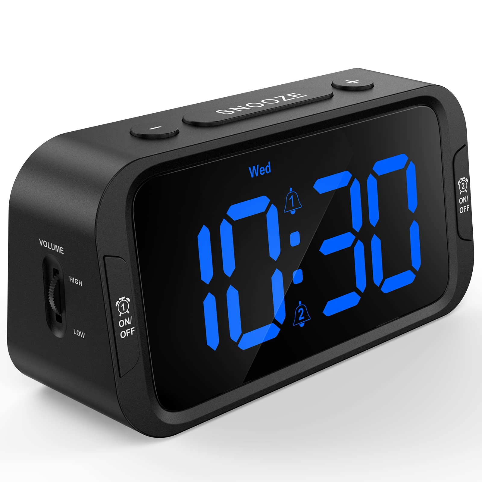 Odokee Digital Dual Alarm Clock for Bedroom, Easy to Set, 0-100% Dimmer, USB Charger, 5 Sounds Adjustable Volume, Weekday/Weeken