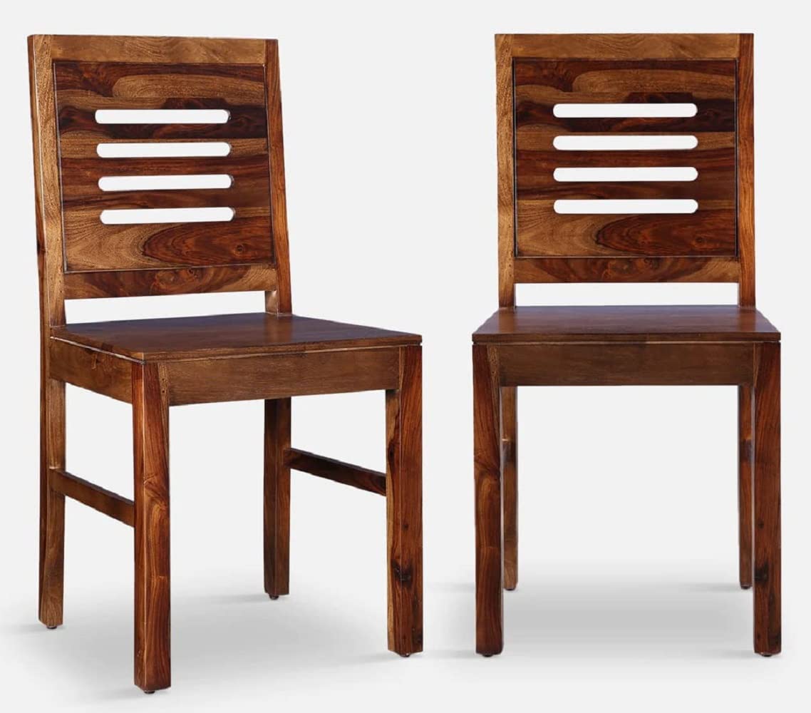 Advrzo Solid Sheesham Wood Dining/Balcony Chairs For Home And Office | Teak Finish | Set Of 2