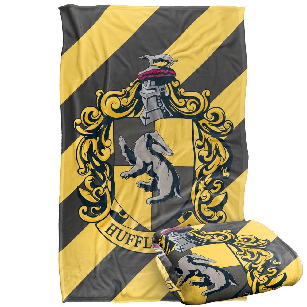 Harry Potter Stripe Hufflepuff Crest Silky Touch Super Soft Throw Blanket 36' X 58'