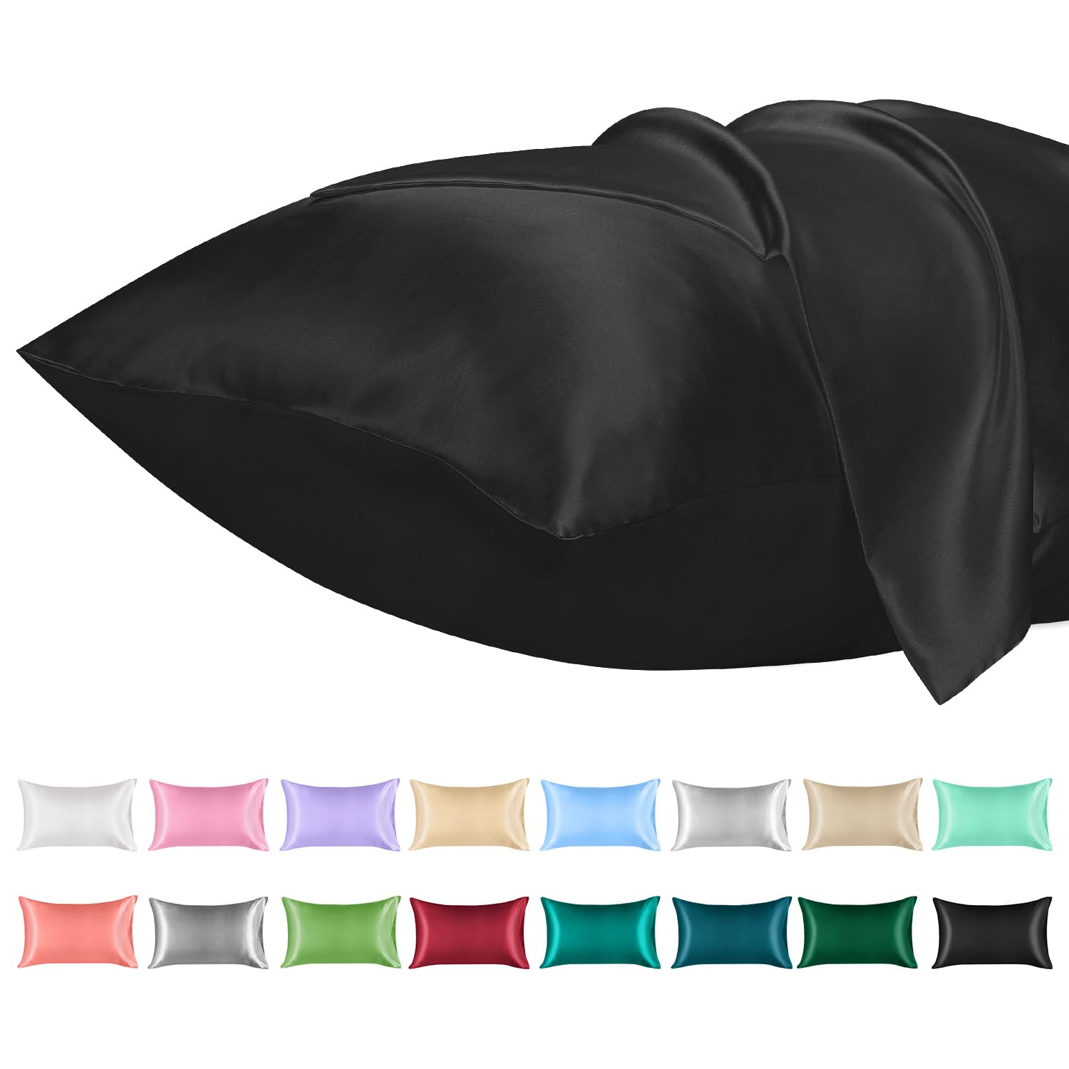 Lirex Satin Pillowcase 2-Pack, King Size Satin Pillowcase Soft Solid Color Microfiber, Wrinkle Free Fade Resistant Breathable, B