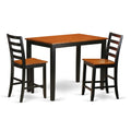 East West Furniture YAFA3-BLK-W 3 Piece Kitchen Counter Set for Small Spaces Contains a Rectangle Dining Room Table and 2 Dining Chairs, 30x48 Inch, Black & Cherry