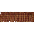 Burgundy Check Primitive 16x72 Valance Red Rod Pocket Cotton Kitchen Window Curtains