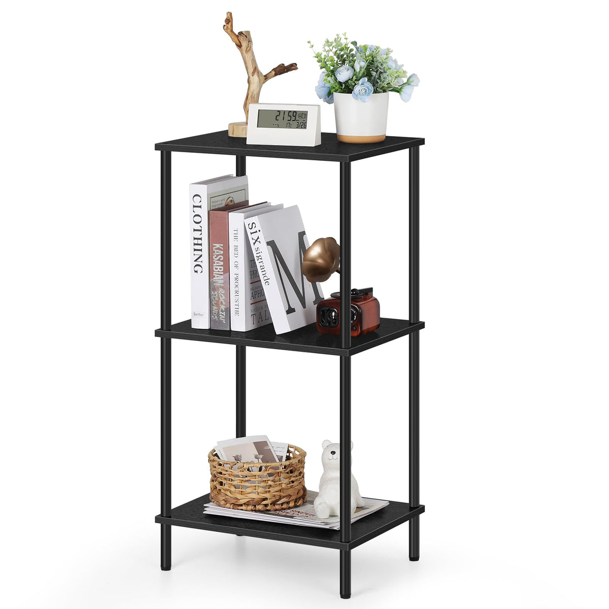 ETELI 3 Tier Tall End Table 31.6 Height Telephone Table Tall Side Table with Storage Small Sofa Entryway Table Night Stand with 