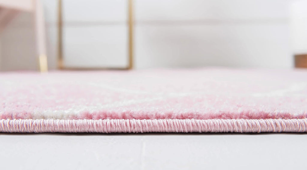 Unique Loom Trellis Frieze Collection Area Rug - Rounded (2' X 10' Runner, Light Pink/ Ivory)