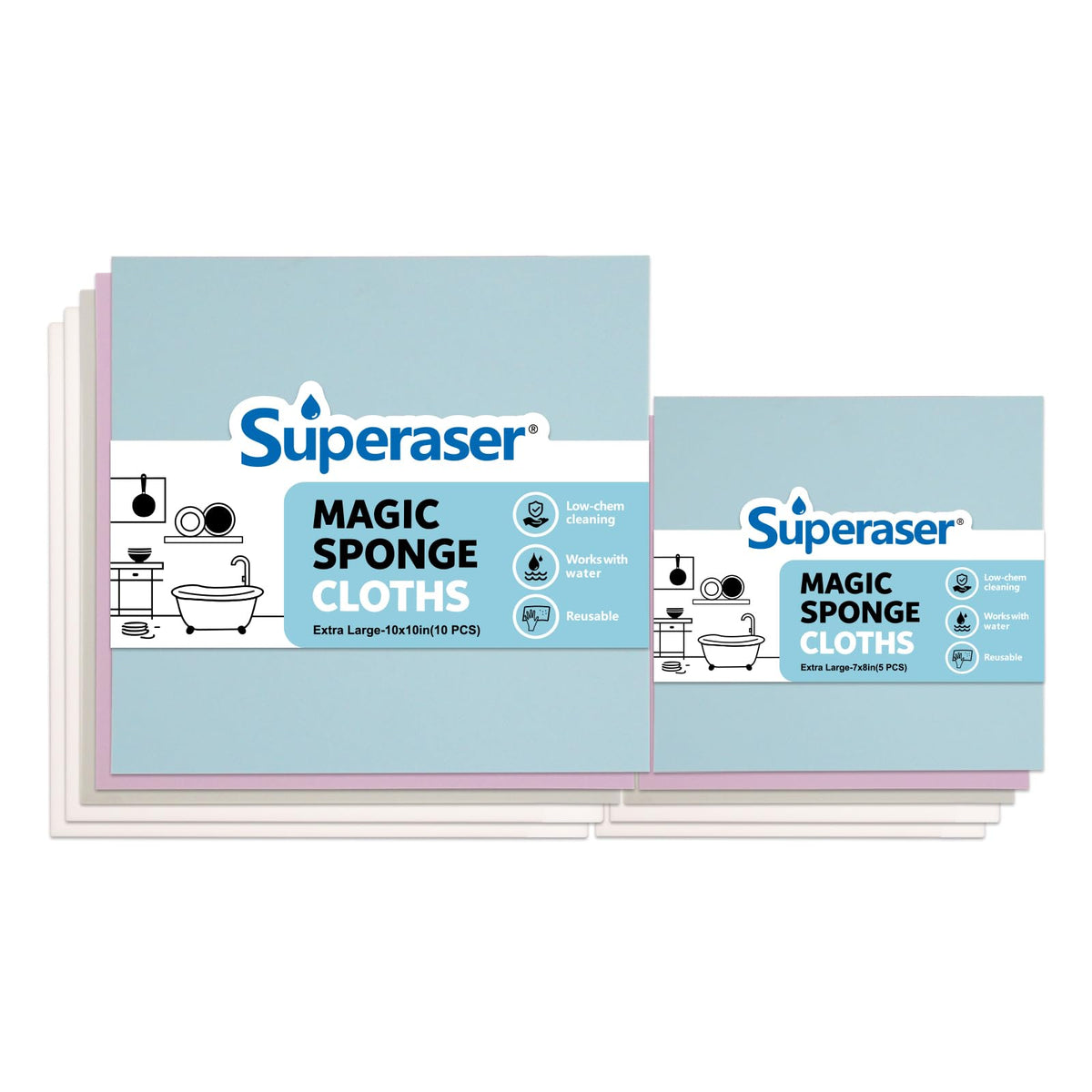 SUPERASER MicroAbrasive Cleaning Pads, 7x8 & 10x10 in, 10 Count