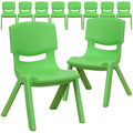 Flash Furniture Whitney 10 Pack Green Plastic Stackable School Chair with 10.5 Seat Height