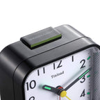 Tinload Small Battery Operated Analog Alarm Clock, Silent Non-Ticking, Black, Snooze, Easy Set Functions