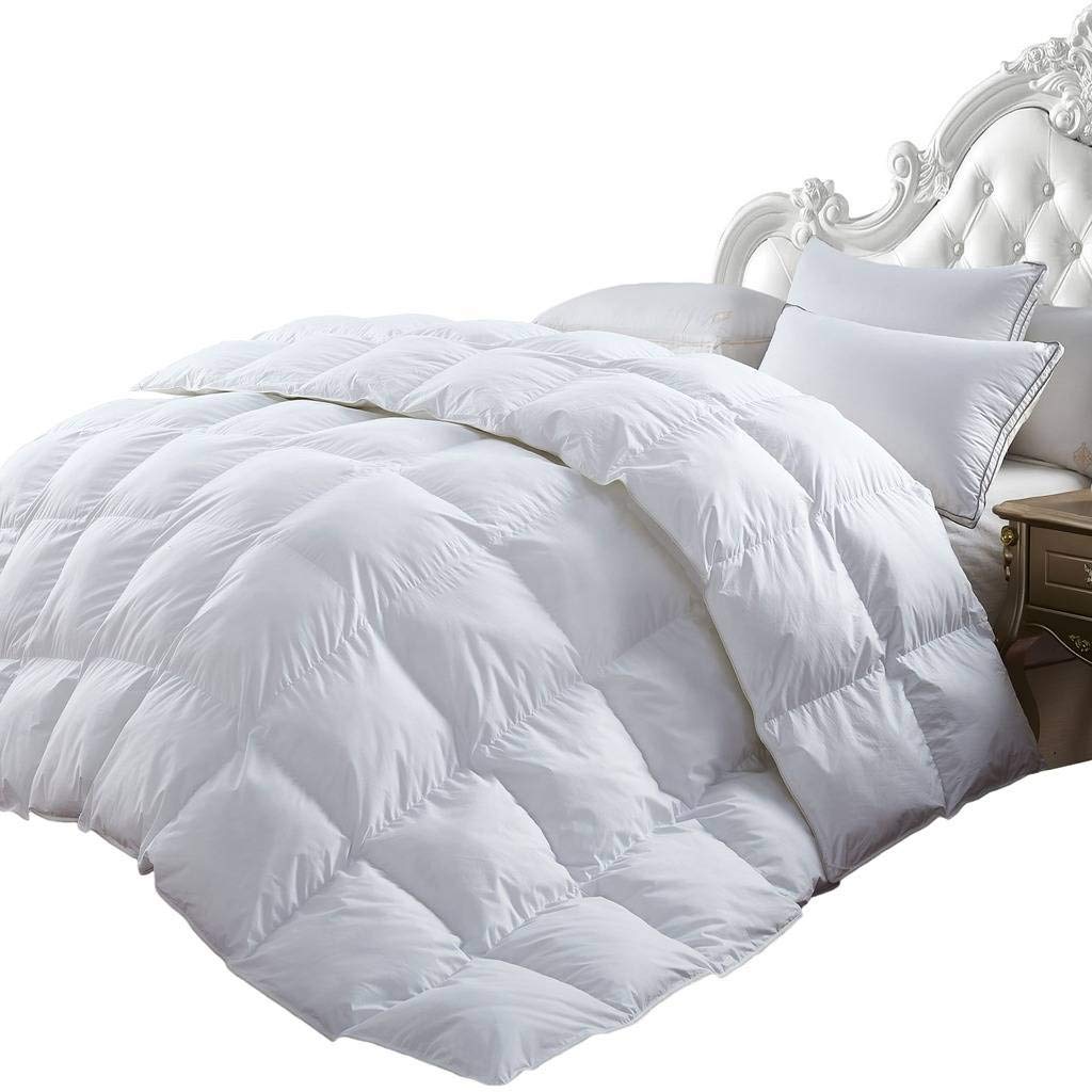 Goose Down Comforter 1200 Thread Count Egyptian Cotton, 750Fp, 50Oz, California King Size, White, 1200Tc