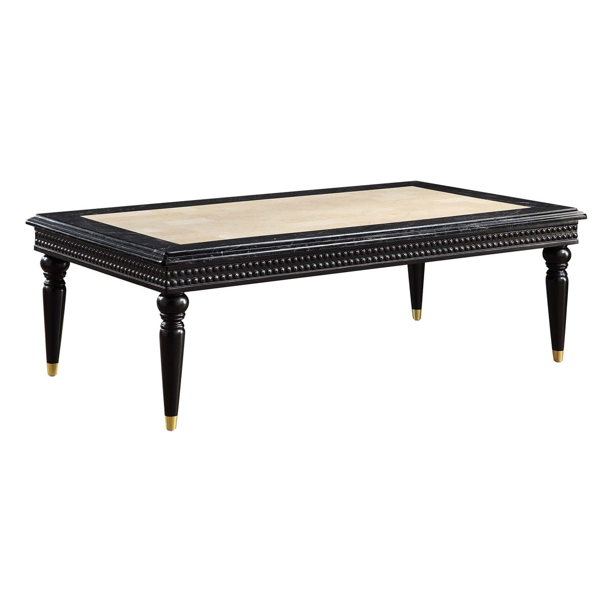 Acme Furniture Rectangular Coffee Table, Marble Top/Black