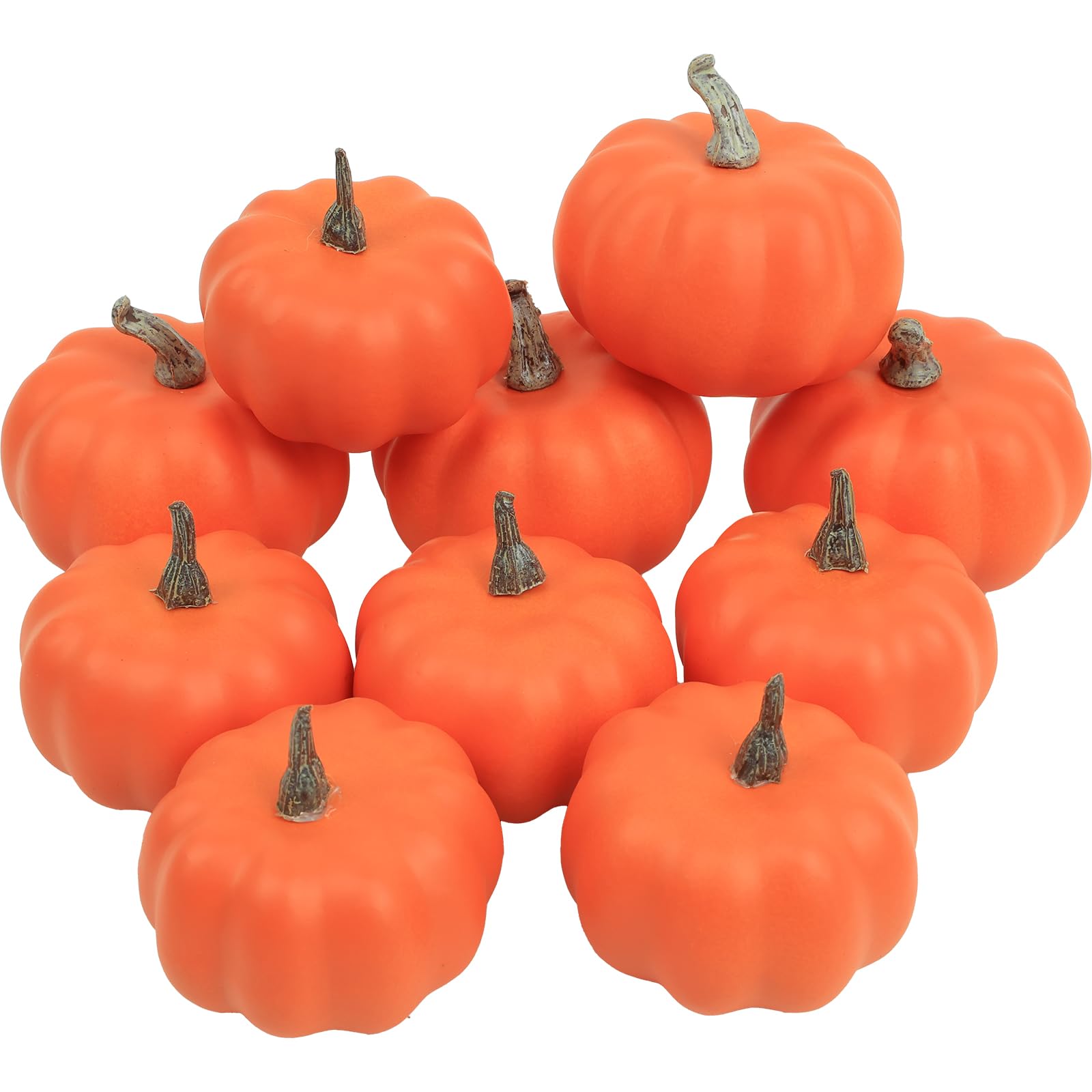 Ghrdopy Fake Pumpkins,10 Pcs Plastic Pumpkins, Orange Artificial Pumpkins for Decorating Thanksgiving Halloween Seasonal Holiday