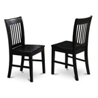 East West Furniture SHNO3-BLK-W 3 Piece Dining Room Furniture Set Contains a Round Dining Table with Pedestal and 2 Wood Seat Chairs, 42x42 Inch, Black